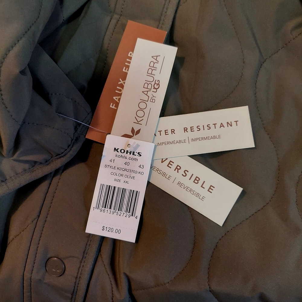 NWT UGG Koolaburra Olive Green Reversible Jacket XXL Ptp 27" Length 32" - Picture 4 of 7